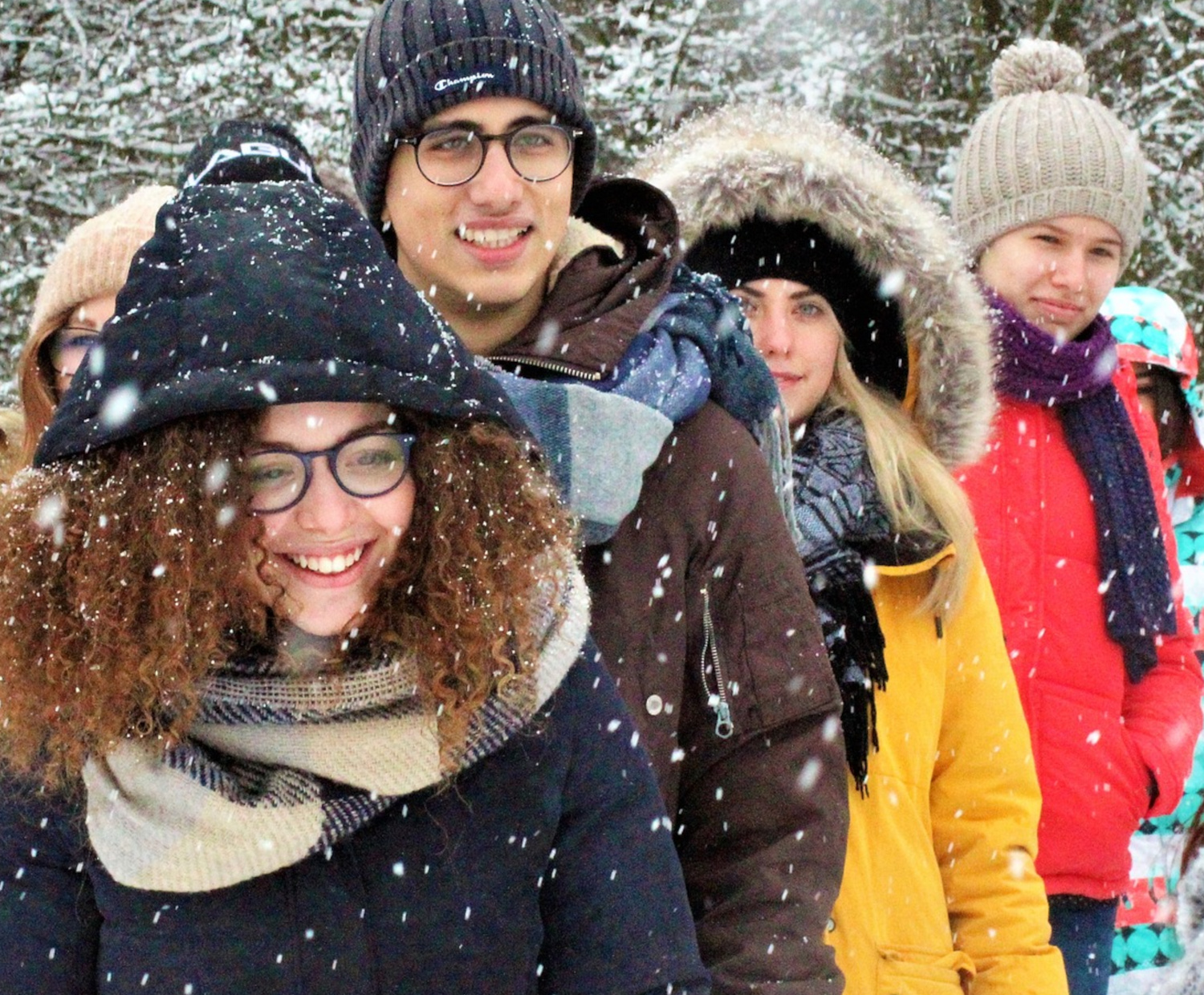 People taking a walk in winter